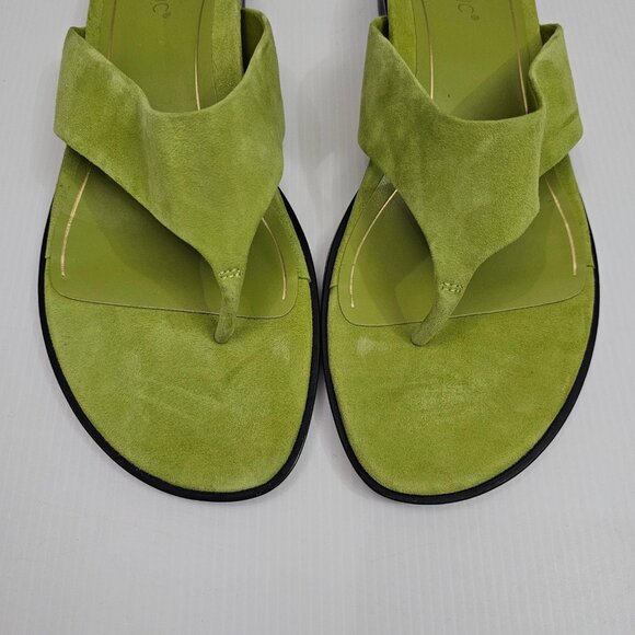 Vionic Agave Toe Post Sandal Womens 10 Green Suede Slip On Comfort Arch Support - Picture 5 of 13